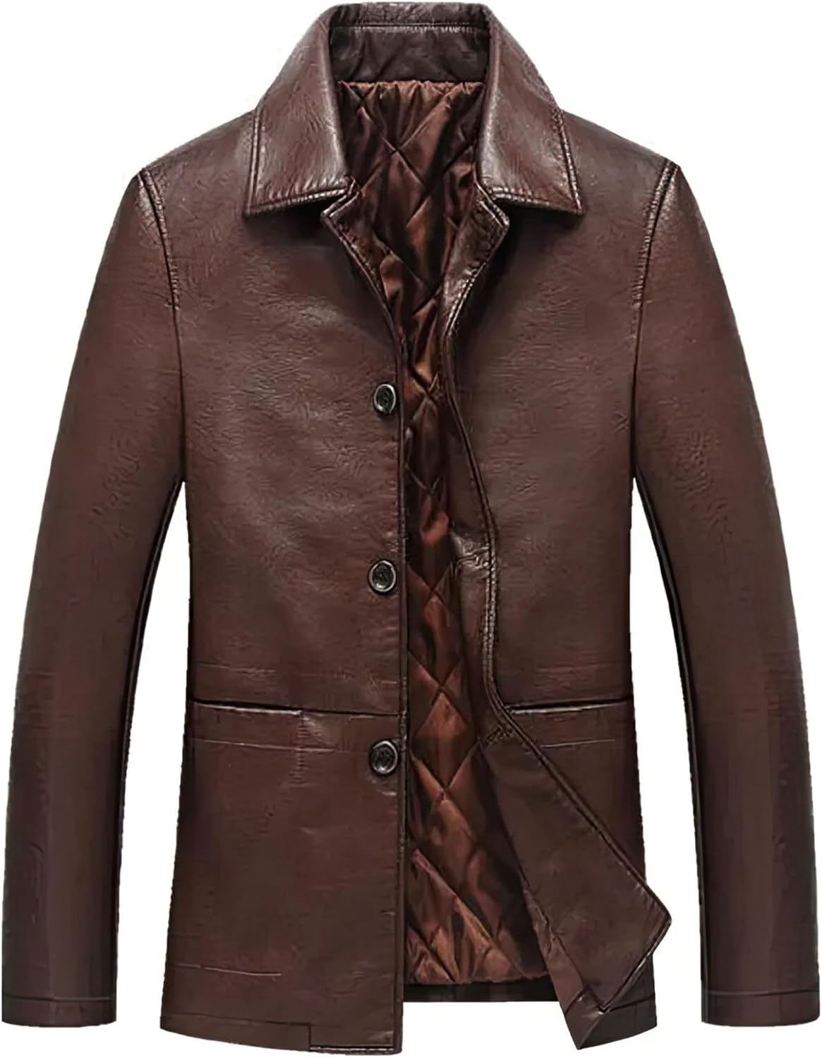 Mens Business Casual Coats Leather Jacket Soft Genuine Leather Jackets
