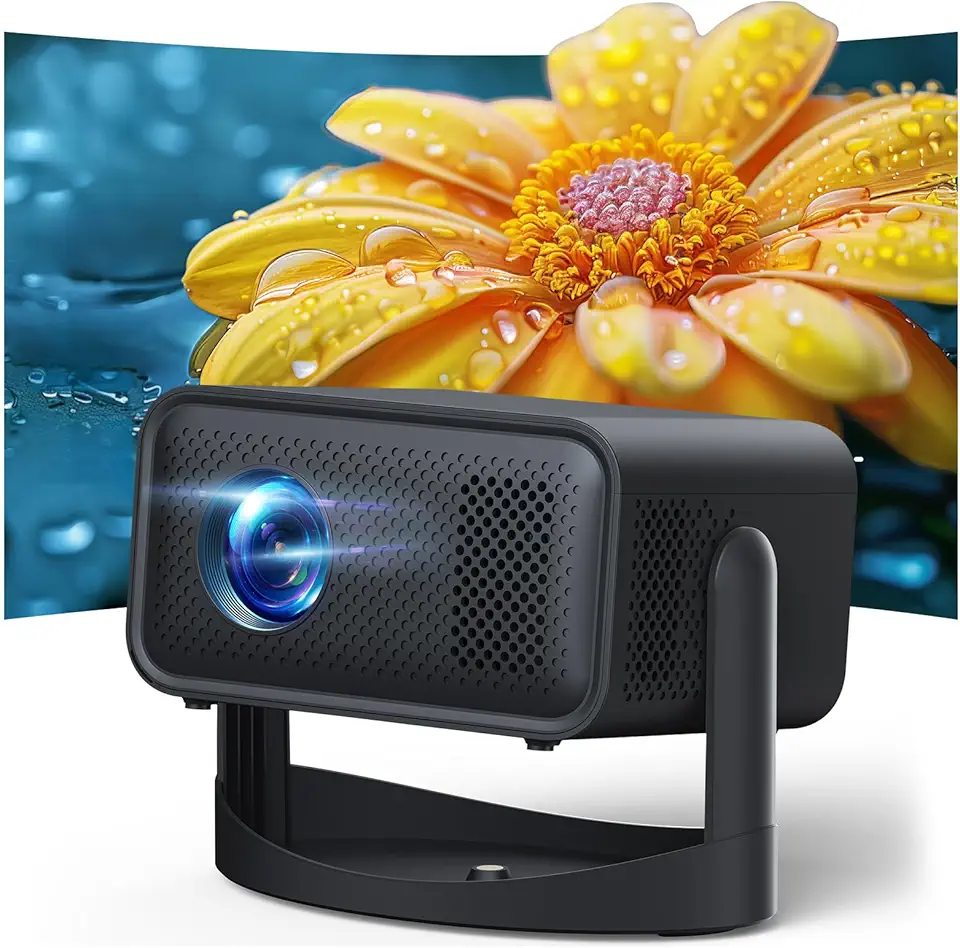 Projector Built-in Apps, 360° Adjustable Stand Portable Projector and Electric Focus & Auto Keystone Correction HD 1080P Support, Mini Projector Compatible with TV Stick, HDMI