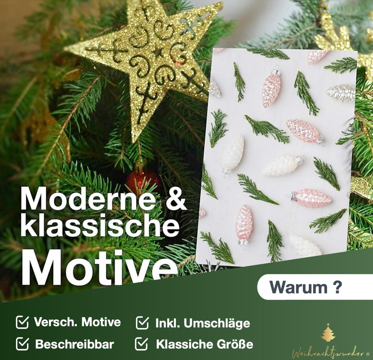 Lot de 240 cartes cadeaux de Noël - Cartes postales - Cartes de Noël - Design moderne avec enveloppes (240 pièces)