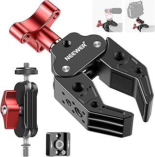 NEEWER Super Clamp with Dual Ballhead Magic Arm, Cold Shoe Mount, 1/4" 3/8" Threads Compatible with SmallRig Accessories, Light Clamp Camera Clamp Max Load 2.2kg Compatible with GoPro Insta360, UA023