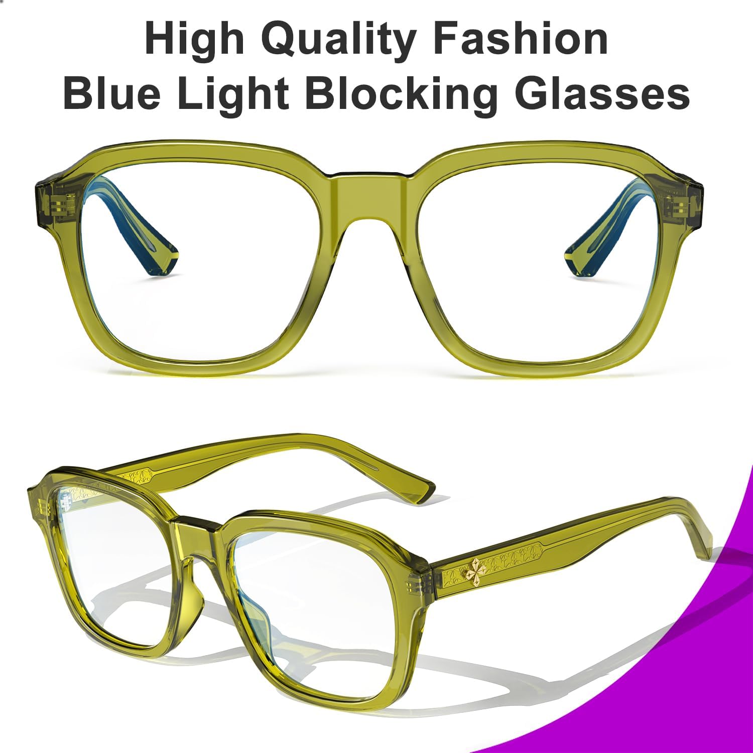 VISOONE Oversized Square Blue Light Blocking Glasses Fashion Computer Eyewear for Women and Men BENNETT - Image 3