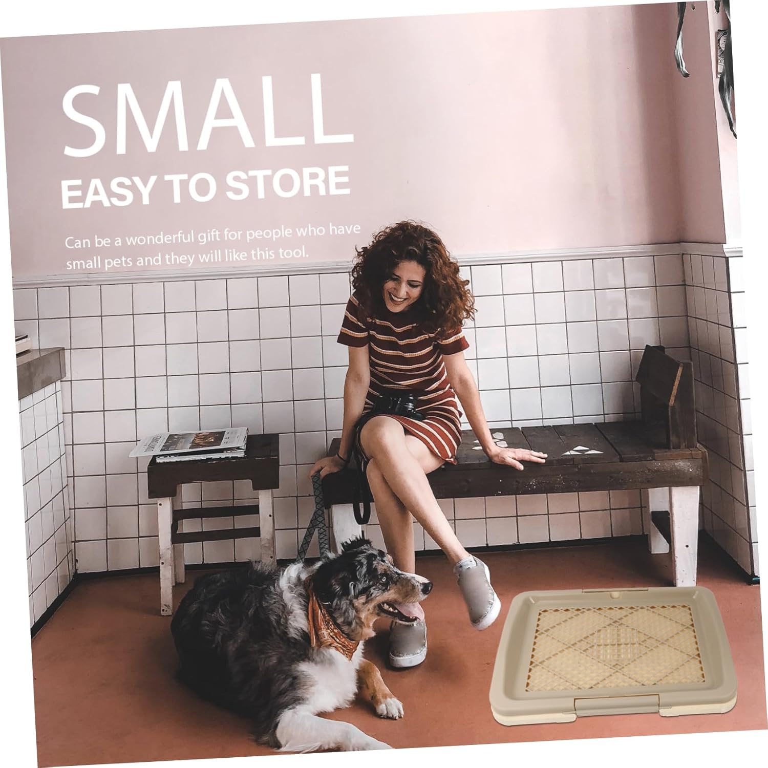 SUPVOX Plastic Dog Toilet Training Tray Thickened Household Puppy Potty Easy to Use Design for Pets for Indoor Training Macaron