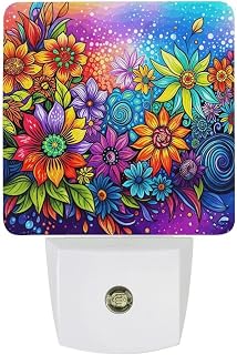Flowers LED Night Light Plug-In Wall Nightlight, Decor 11.5x7.5x5cm | Auto Dusk to Dawn Sensor, 0.5w Soft White Ambient Lighting, Night Lamp for Bedroom, Bathroom, Hallway, Kitchen, Stairway