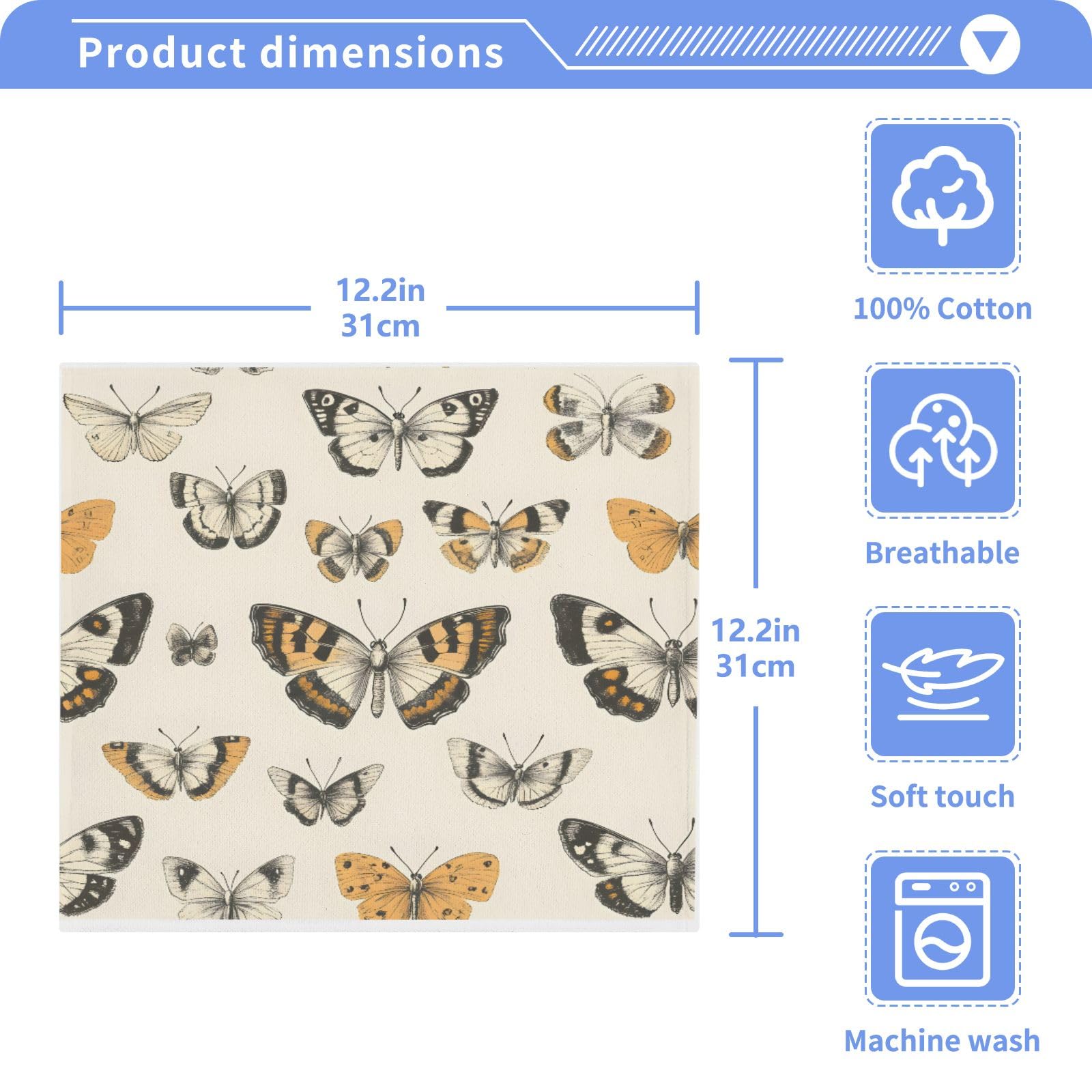 ALAZA Wash Cloth Set 100% Cotton Fingertip Towels Face Cloths Sets Moth Highly Absorbent Soft Feel Set of 2