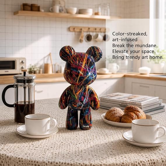 Resin Bear Statue Decor for Home, Animal Sculpture Ornament for Indoor Room (Type B)