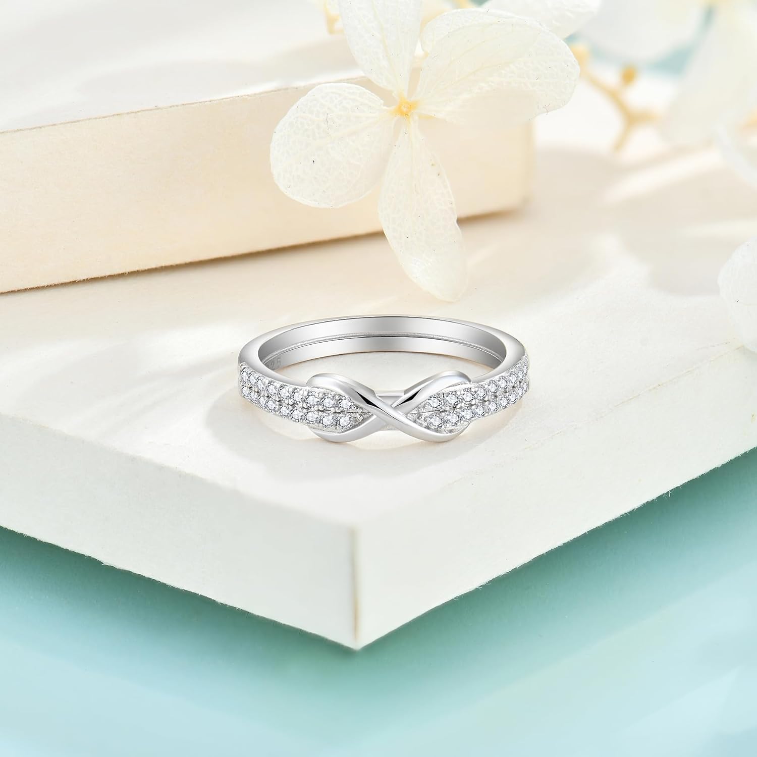 Infinity Promise Rings for Her 925 Sterling Silver Cubic Zirconia Wedding Engagement Eternity Ring Size 5-10 - Image 5