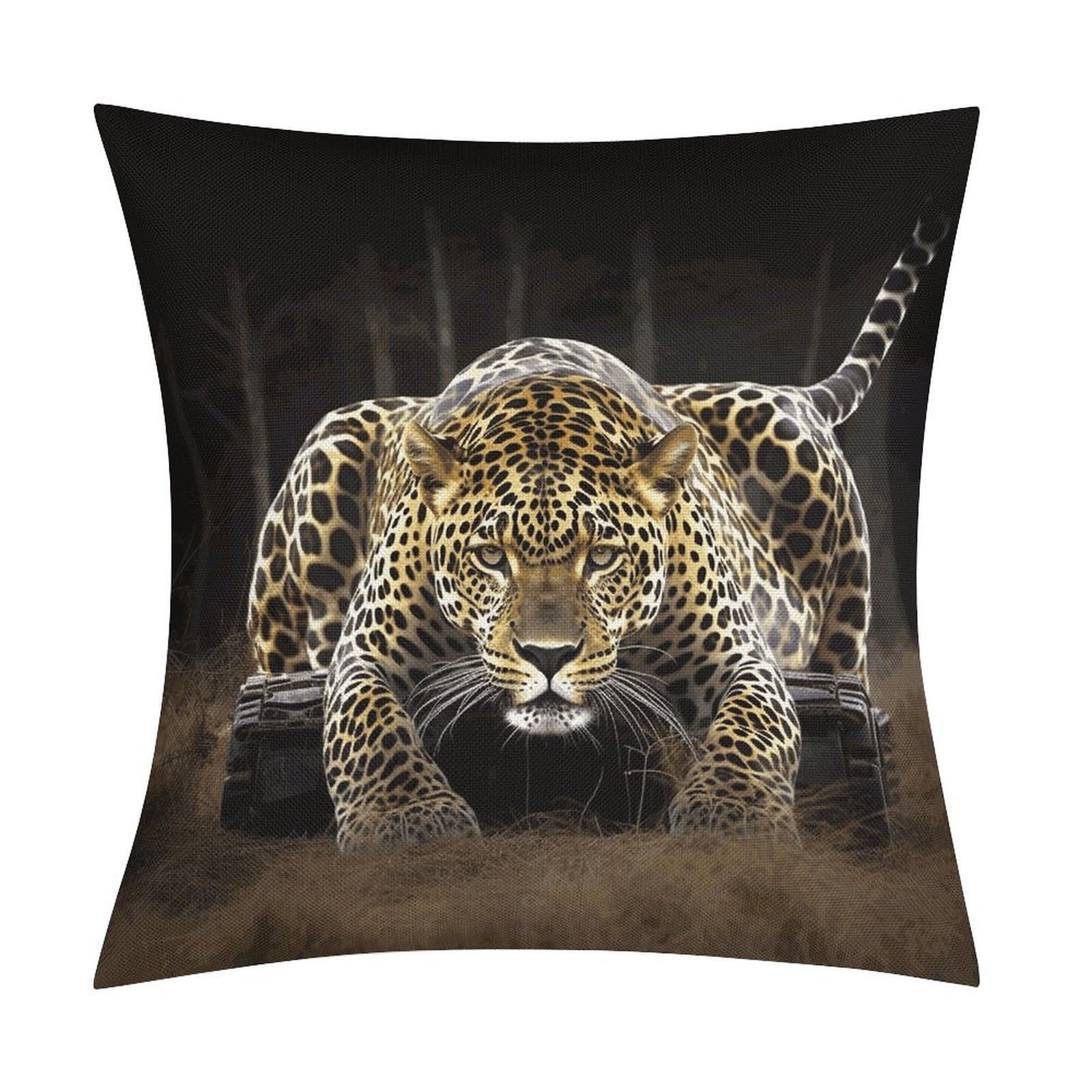 FekiLoot Leopard2 Throw Pillow Cover Soft Square Cushion Case Farmhouse Cushion Cover Decorative Pillow Cover Modern Pillowcase for Sofa Living Room Bed Home Decor 18x18 Inch
