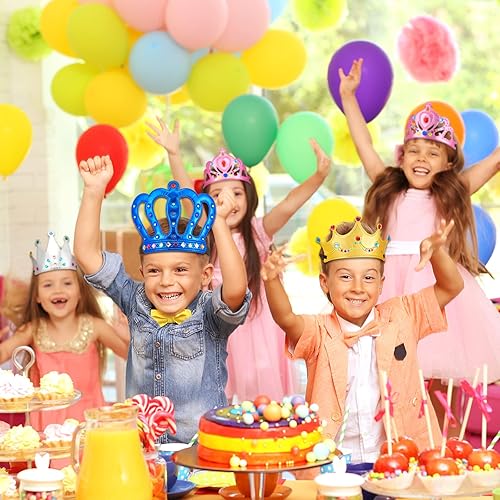 Miniatura 6 de Epakh Juego de 27 coronas de fiesta de princesa, 16 piezas de coronas de princesa con 11 calcomanías de diamante, suministros de fiesta de princesa