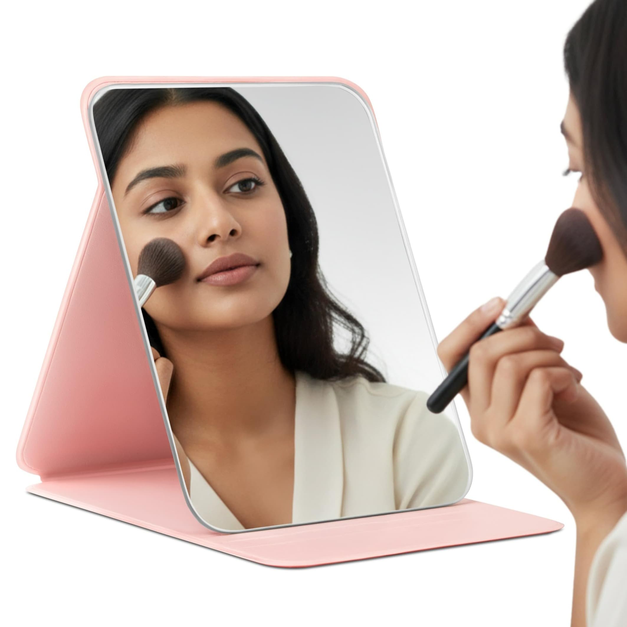 MARS Foldie-Portable Makeup Mirror with Adjustable Stand | HD Frameless Beveled Design | Travel-Friendly PU Leather Vanity Mirror for Desk, Dresser & Bathroom-picture-49