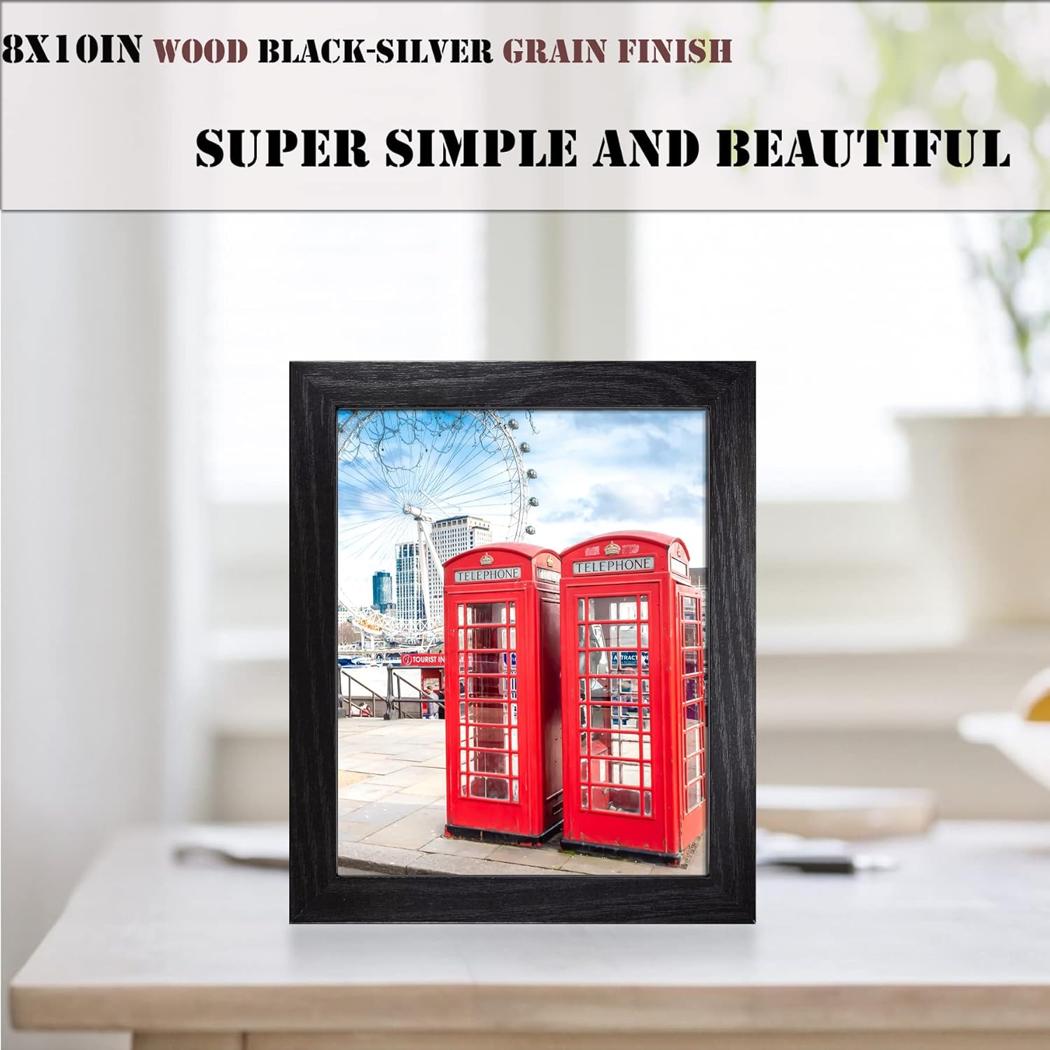 SESEAT 8x10 Picture Frame, Photo Frame for Wall Mounting or Tabletop Diaplay, 1 Pack, Silver Black -