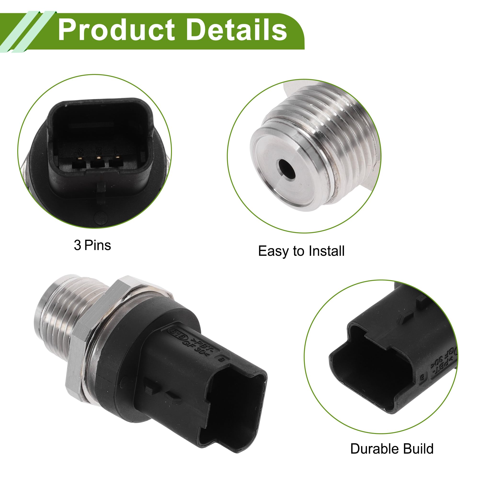 A ABSOPRO Capteur De Pression D'Injection De Carburant N° 0281002919/9654762880/1920Lj Pour Peugeot 4007 2.2 Hdi 2007-2013, Capteur De Pression De Rampe D'Injection, 1 Pièce