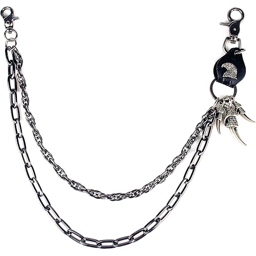 ARZASGO Unisex Punk Chains for Pants, Heavy Duty Belt Chains Hip Hop Trousers Jeans Chain with Lobster Clasps for Wallet Keys
