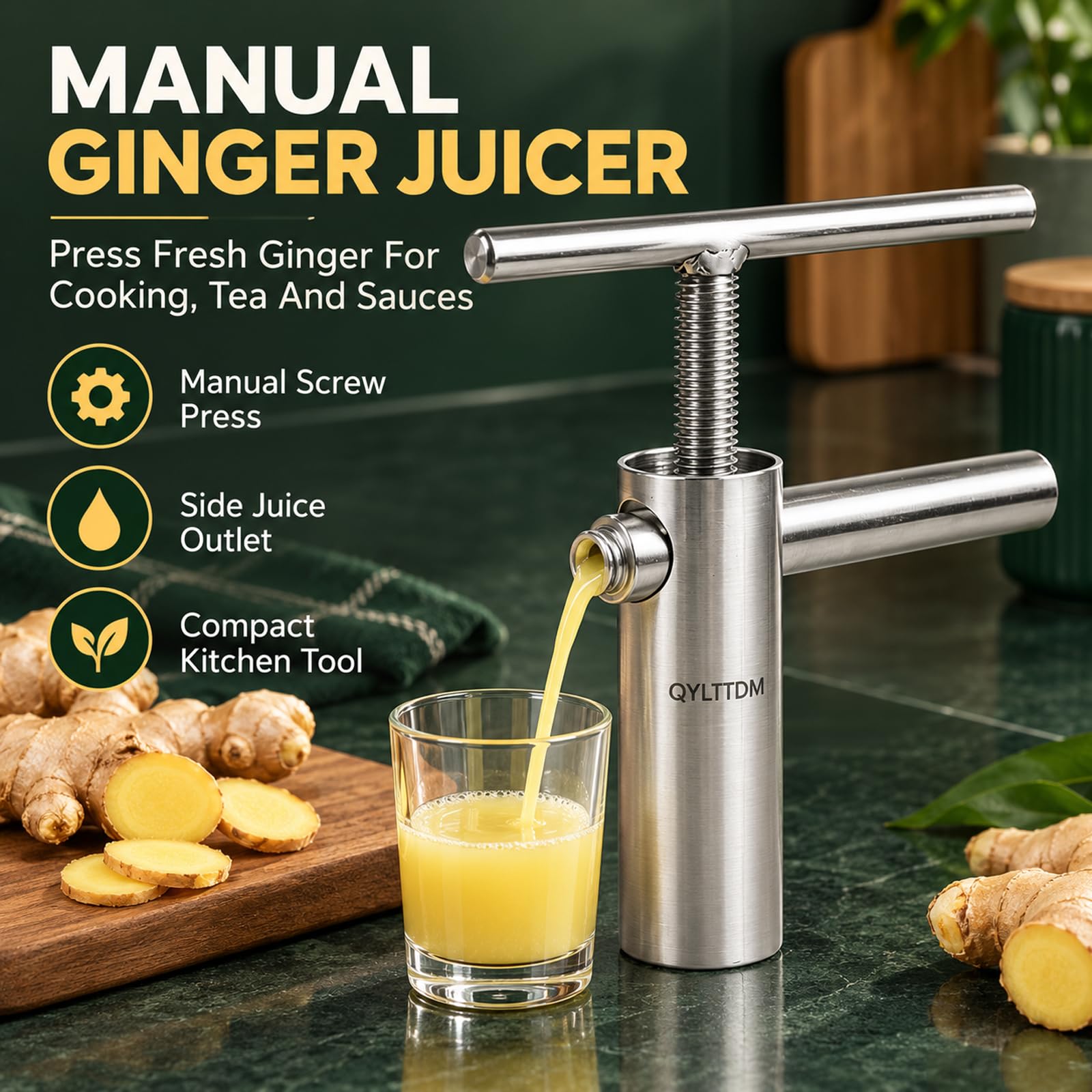 TYH Manuelle Ingwerpresse, Kurbelpresse, Hohe Saftausbeute, Handkurbel Aus Edelstahl, Einfache Anwendung Für Spinat, Babyspinat, Äpfel, Granatäpfel, Sellerie, Ingwer