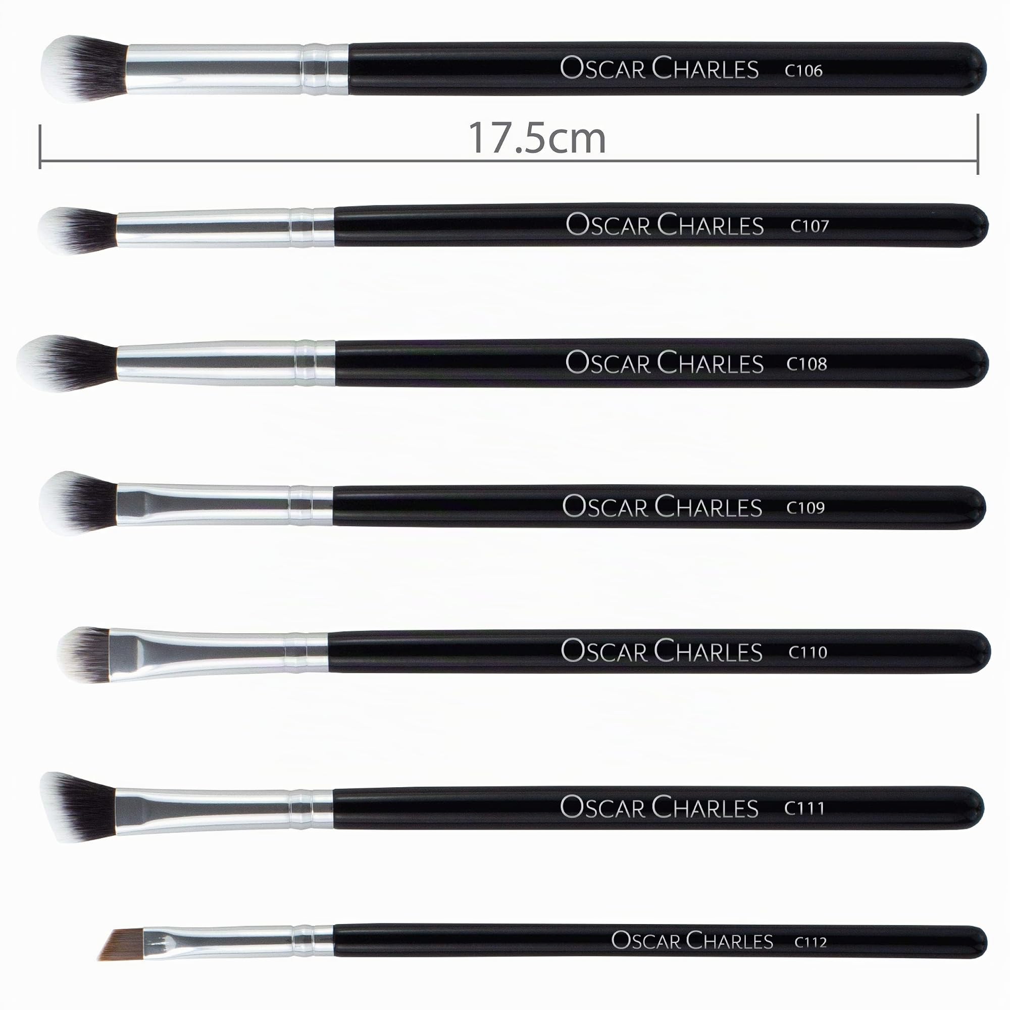Set Pennelli Make up Oscar Charles, set di pennelli per trucco professionale da 12 pezzi, sei pennelli per trucco per il viso e set di sei pennelli per trucco per gli occhi (argento)