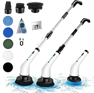 Electric Spin Scrubber, 2023 New 10 in 1 Electric Cleaning Brush Up to 450RPM Powerful Cleaning,1.5H Bathroom Scrubber Dual Speed,Shower Cleaning Brush with Extension Handle for Bathtub Tile