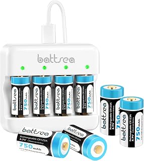 Battsea Rechargeable Arlo Battery 8 Pack 750mAh 3.7V Lithium Batteries with Fast Charger for Arlo Camera Flashlights Microphone Smoke Detector Electric Shaver Alarm Clock Calculator