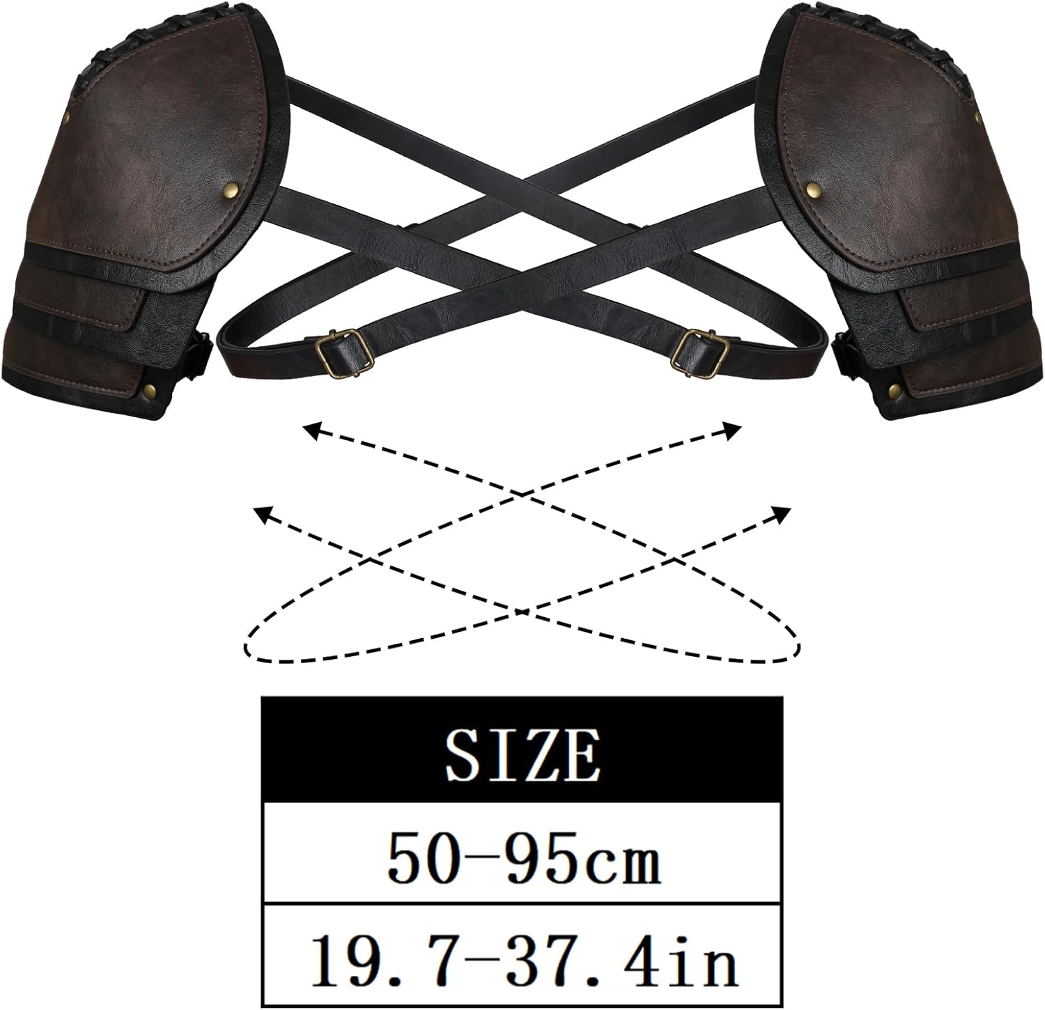 HiiFeuer Medieval Faux Leather Double Pauldron, Vintage Mercenary Knight Shoulder Armor for LARP/Cosplay Ren Faire - Image 6