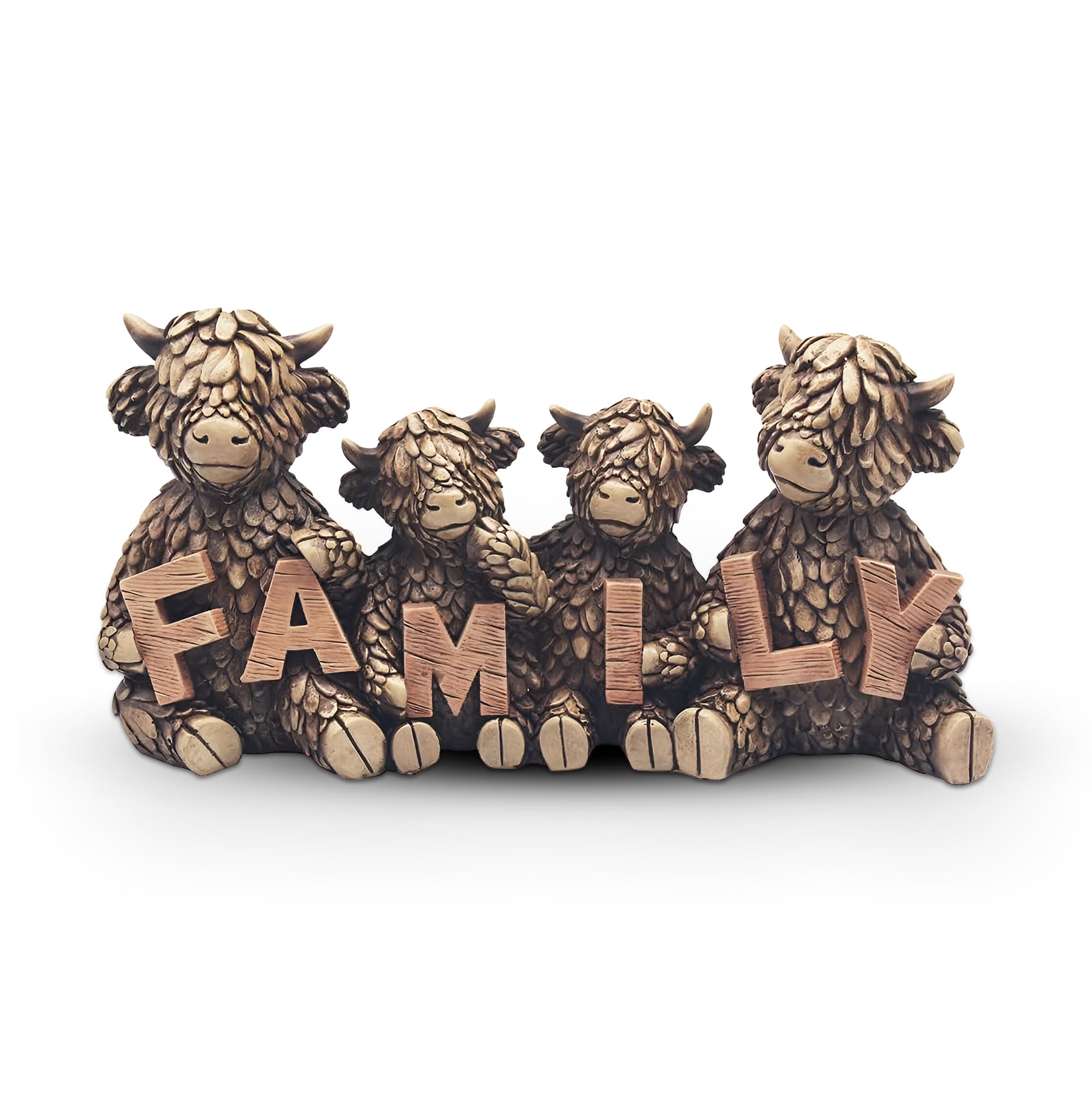 Lesser & Pavey Hughie Highland Cows Family Figurines Statues For Home Decor | Ideal Ornaments Friendship Gifts For Women & Men | Lovely Table Centerpiece & Living Room Accessories