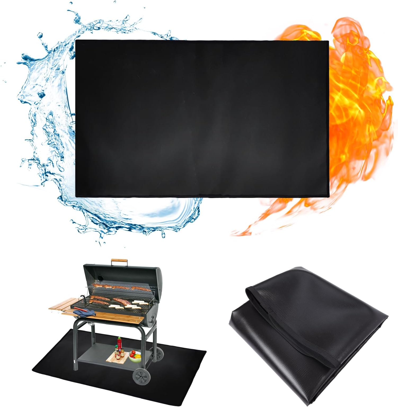 Heliltd 50x38inch Under Grill Mat Heat Resistant Grill Mats