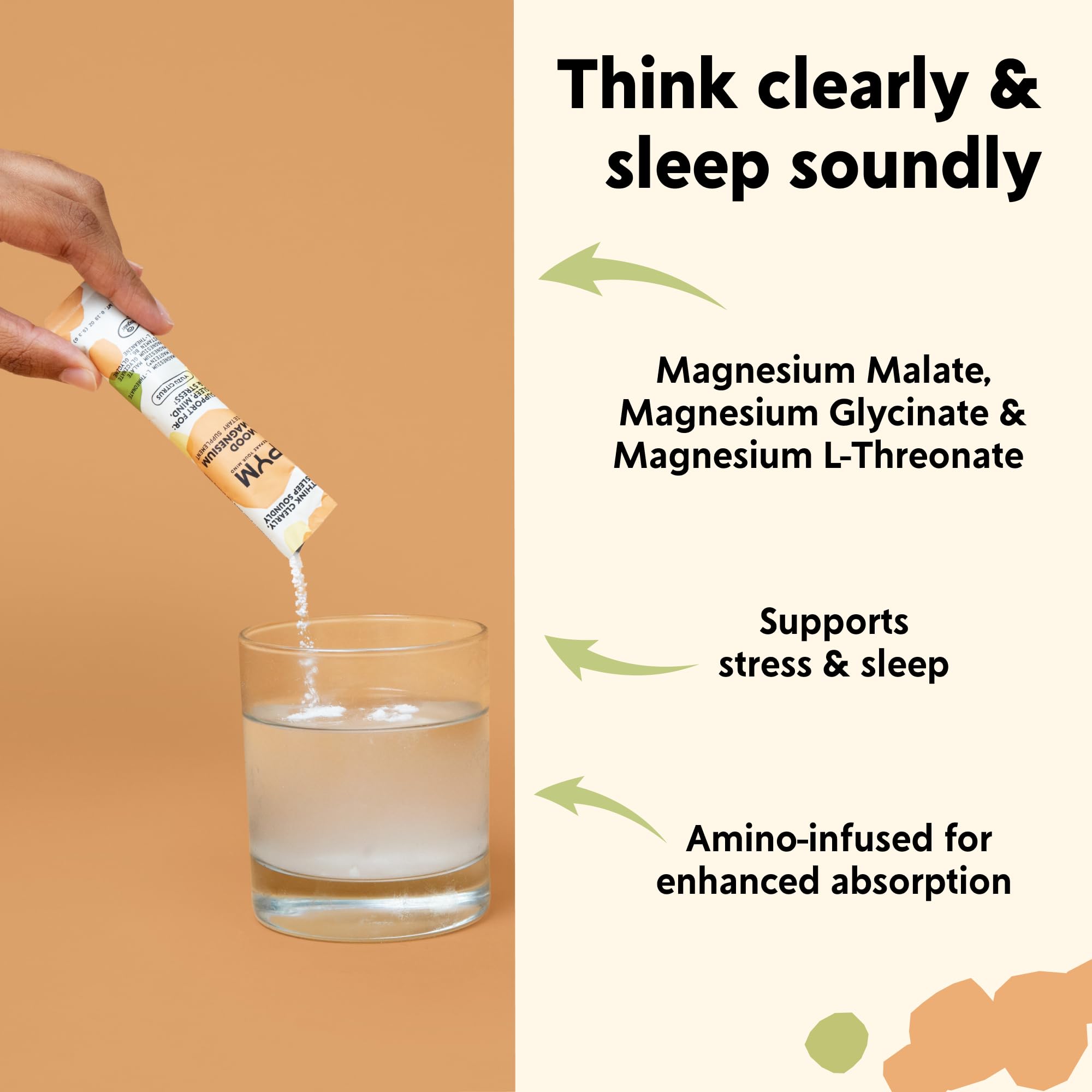 PYM Mood Magnesium Powder Sticks, 10 Servings | Sleep & Stress Support — Amazon image 3