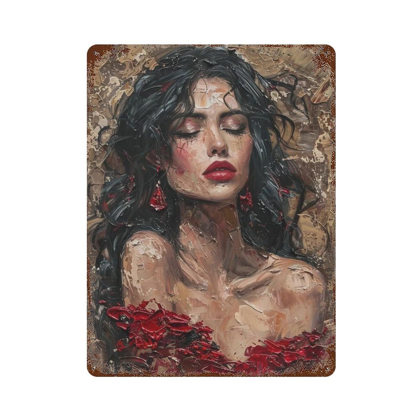 HDURYEYRYY Scarlet Lady Portrait 02 Wall Retro Iron Vintage Art Metal Tin Sign Poster Modern Home Cofffee Club Art Bar Shop Decor 40x30cm