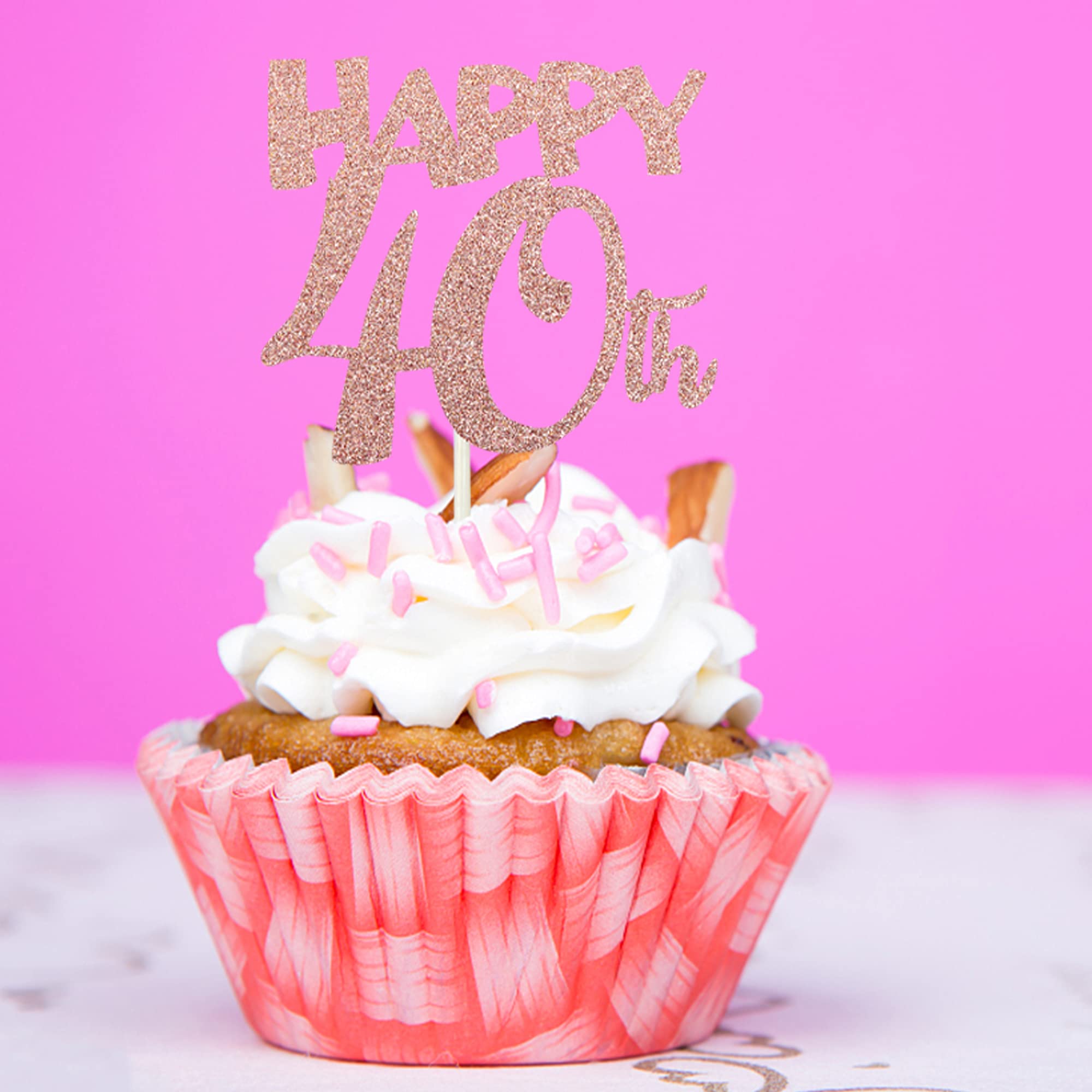 Cupcake-Topper Zum 40. Geburtstag – 36 Stück In Roségold Mit Vintage-Design | Inkl. 'Happy 40th' Aufdruck