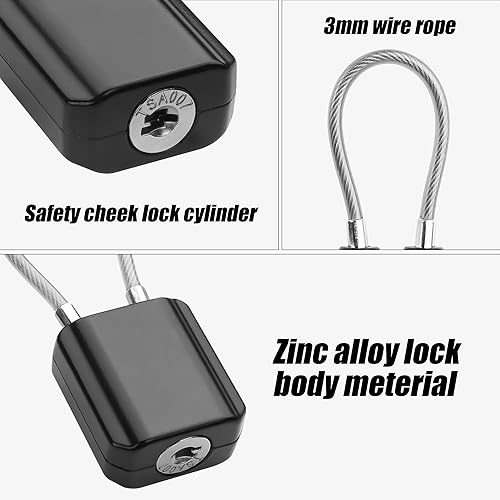 Miniatura 2 de YAODHAOD Cerraduras de equipaje con llaves, cerraduras de cable de tamaño mini con llaves para cerradura de maleta de viaje, candado para cerradura