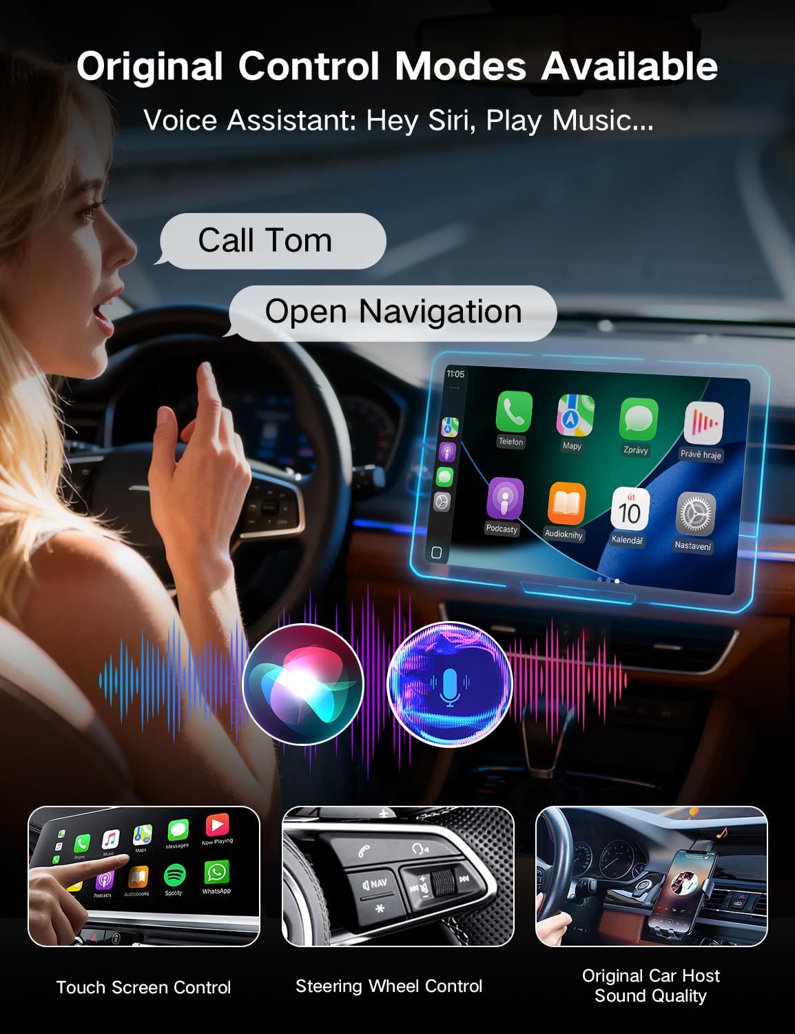 Adaptateur CarPlay sans fil pour iPhone CarPlay/Android Auto, mise à niveau rapide vers le sans fil, Plug & Play, Bluetooth 5.2 et WiFi 5GHz 4, sans latence, Mini & Stable, connexion
