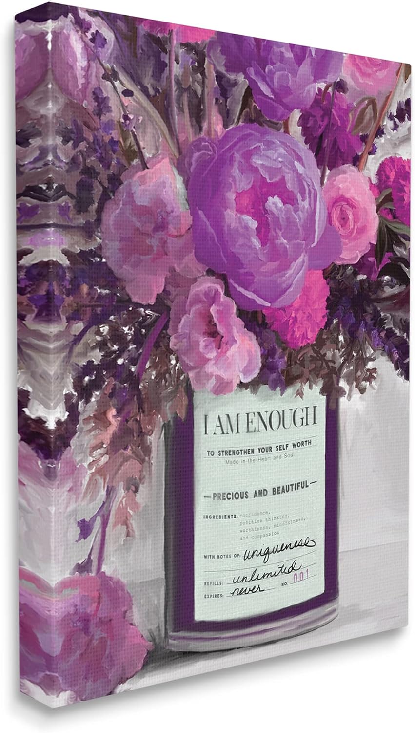 Stupell Industries I Am Enough Inspirational Phrase Purple Pink Flowers, Design by Kamdon Kreations