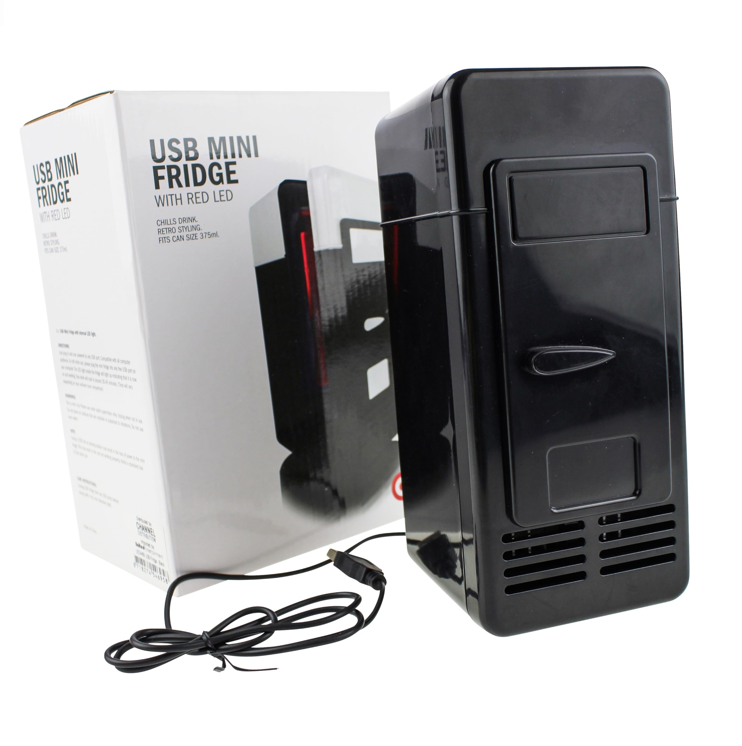 United Entertainment - Réfrigérateur de Bureau USB avec lumière LED - Noir