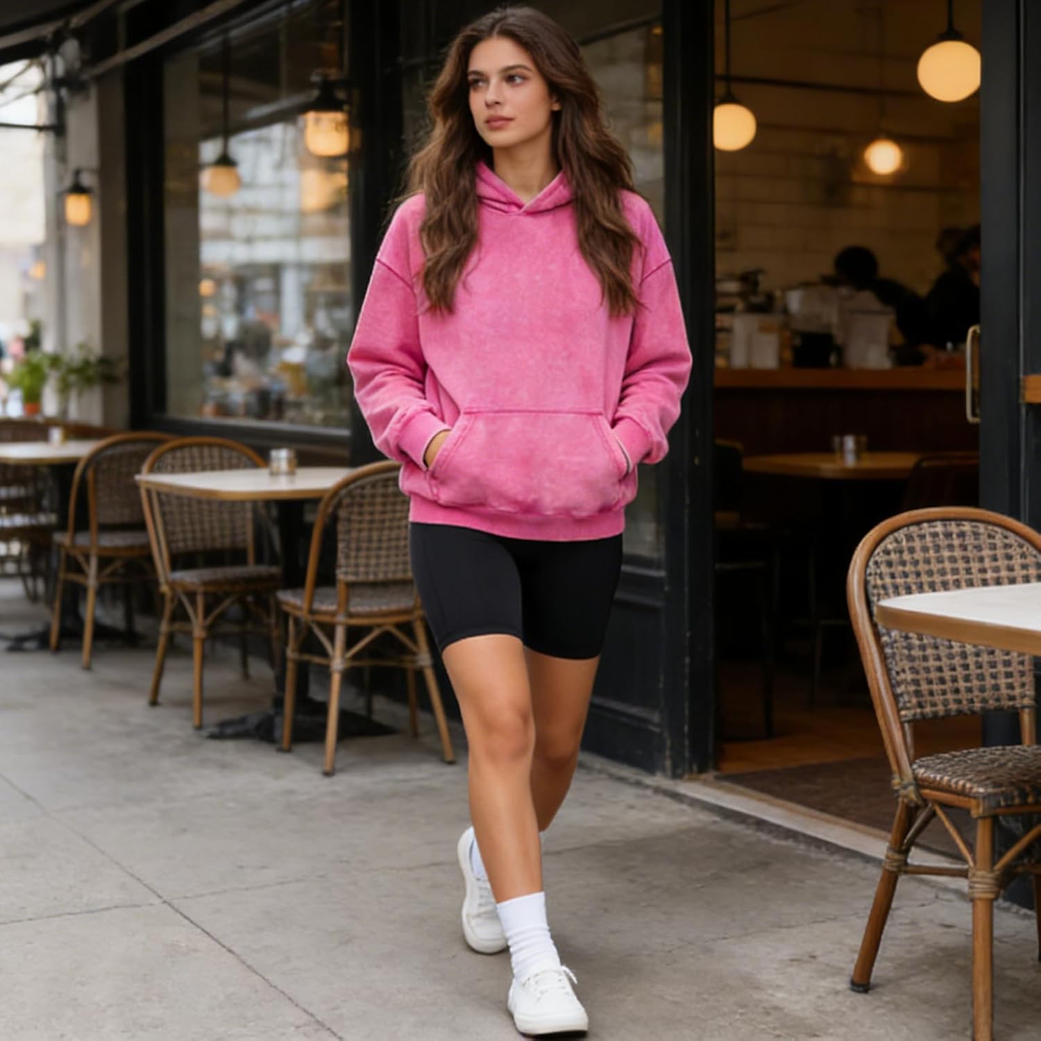 Womens Oversized Hoodies Unisex Casual Hooded Sweatshirts Vintage Wash Cotton Mens Pullover Tops - Image 3