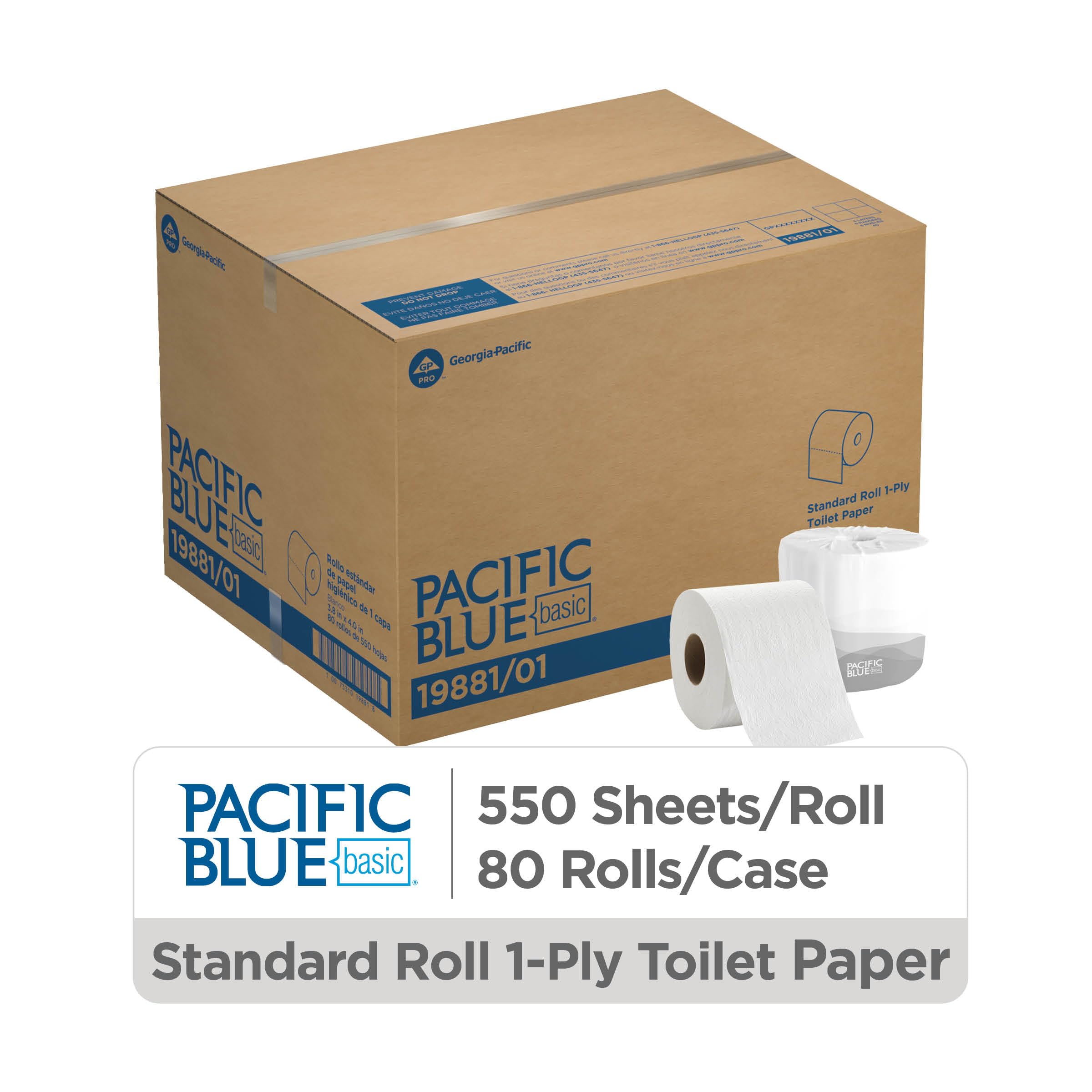Georgia-Pacific Envision 19881/01 Lot de 80 rouleaux de papier de toilette gaufré 1 épaisseur Blanc 10,2 x 10,3 cm