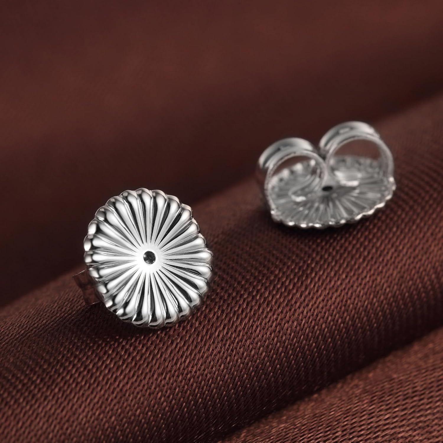 Earring Backs, Hypoallergenic Replacements for Stud Sterling Silver Locking Flat Earrings Backs Safety Lifter - Image 4