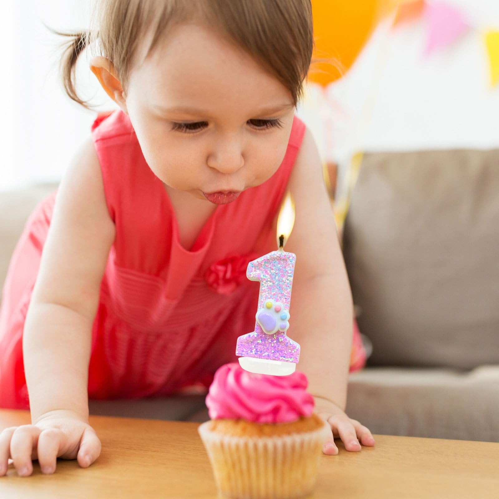 Velas con números de pata de gato y perro para decoración de tartas, vela número 3 de gatito rosa, decoración de pastel de cumpleaños con temática de perro para decoraciones de fiesta