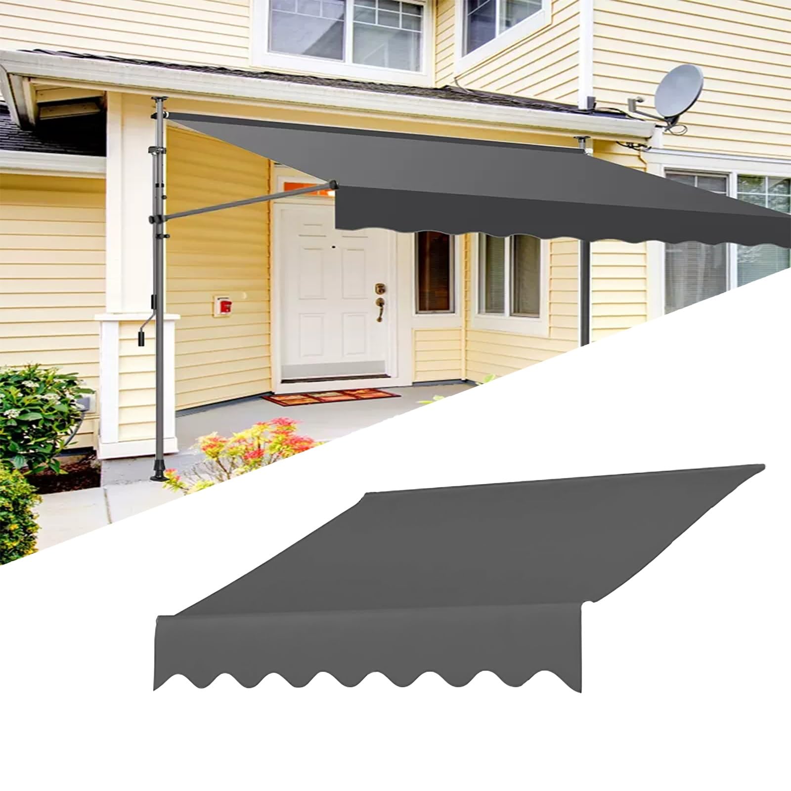 Toldo impermeable gris ideal para terraza y porche familiar
