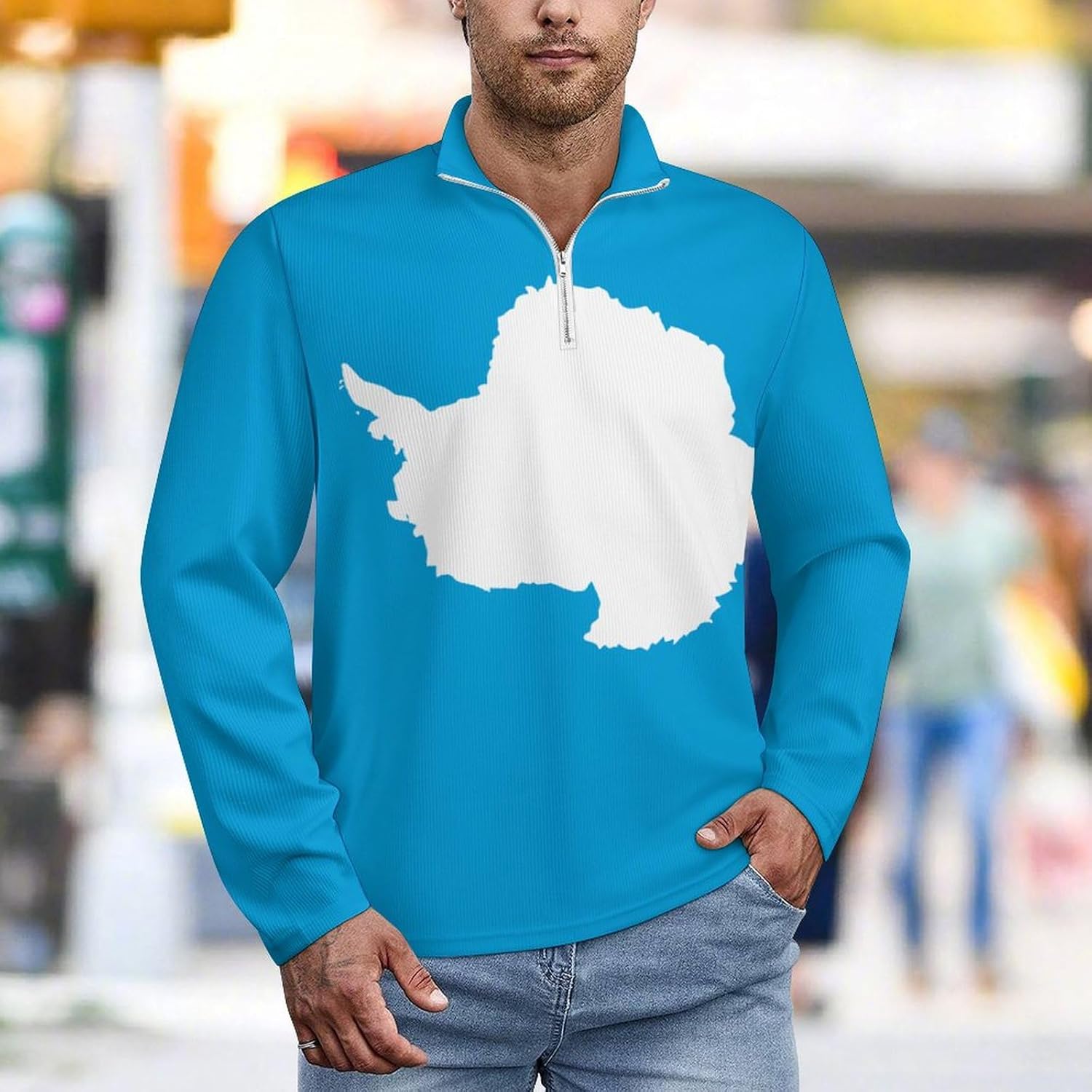 Zakqeik Men's Business Sweaters Zipper Sweater Pullover Polo-Shirt Argentina Flag Sweaters Fall Winter Warm Sweatshirts