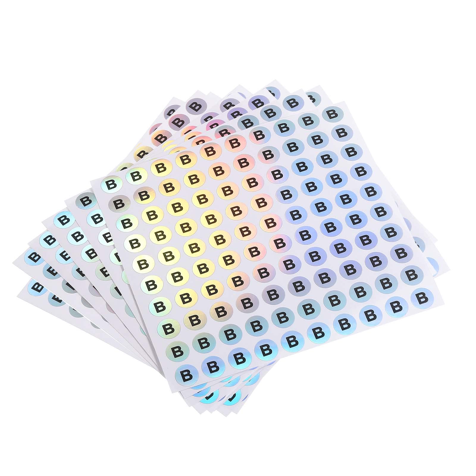 MECCANIXITY Laser Capital Letter Round Self-Adhesive Reflective Stickers - 3/8" Alphabet B Set, 10 Sheets (1000 Stickers) for Inventory, Storage & Organization