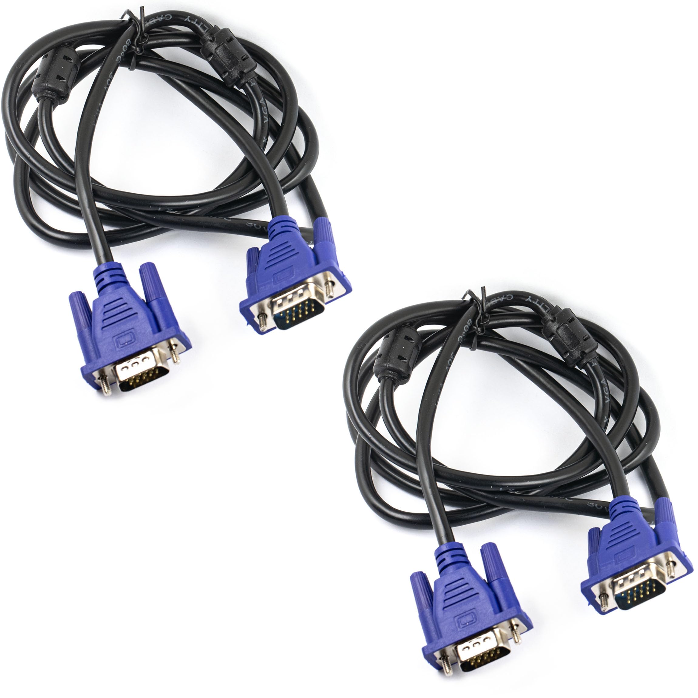 jujinglobal 2pcs for VGA to VGA Video Cable 4.4FT (1.35 Meters) Extension Adapter Socket for PC Monitor Computer Screen Port Projector