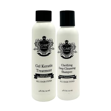 Keratin Smoothing Gel & Clarifying Shampoo Kit - Gel for All Hair Types, Deep Hydration, Color Fade Protection, Scalp Care, Kiwi Scent, Includes Shampoo