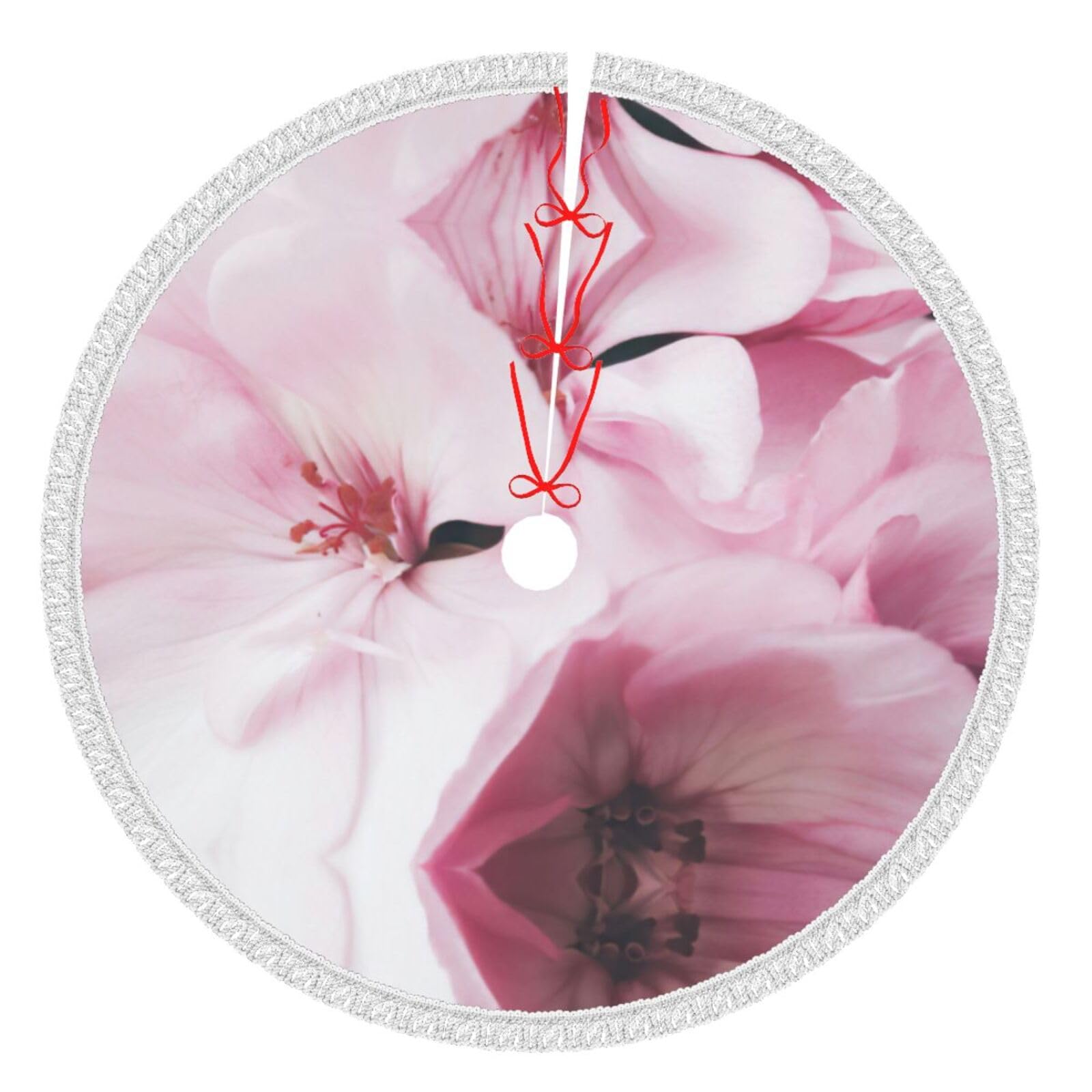 Tapis de sapin de Noël pour cacher le pied de l'arbre et recueillir les aiguilles roses