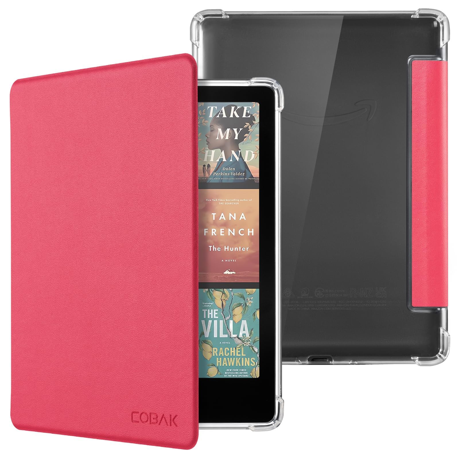 CoBak Case for 7" Ereader - New PU Leather Cover and Clear Soft Silicone Back Cover with Auto Sleep Wake Feature