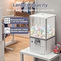 Vista 5 de Máquinas expendedoras de 25 centavos, máquina comercial de bolas de goma de mascar de gran capacidad, mini dispensador comercial para tiendas