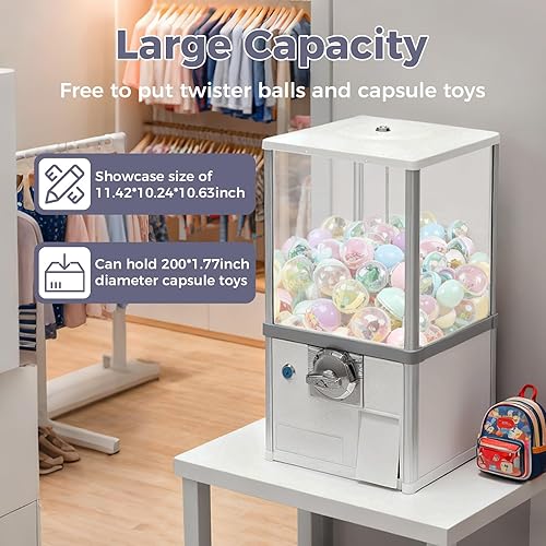 Miniatura 5 de Máquinas expendedoras de 25 centavos, máquina comercial de bolas de goma de mascar de gran capacidad, mini dispensador comercial para tiendas