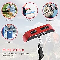 Vista 7 de Travel Inspira Báscula digital de equipaje con pantalla LCD de alerta de sobrepeso, 110 libras 110.2lbs de acero inoxidable
