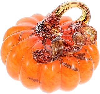 Homoyoyo Hand Blown Glass Pumpkin Figurines for Halloween and Thanksgiving Crystal Faux Pumpkin Collectible with Detailed Craftsmanship Seasonal Fall Decor for Tabletop and Home Display