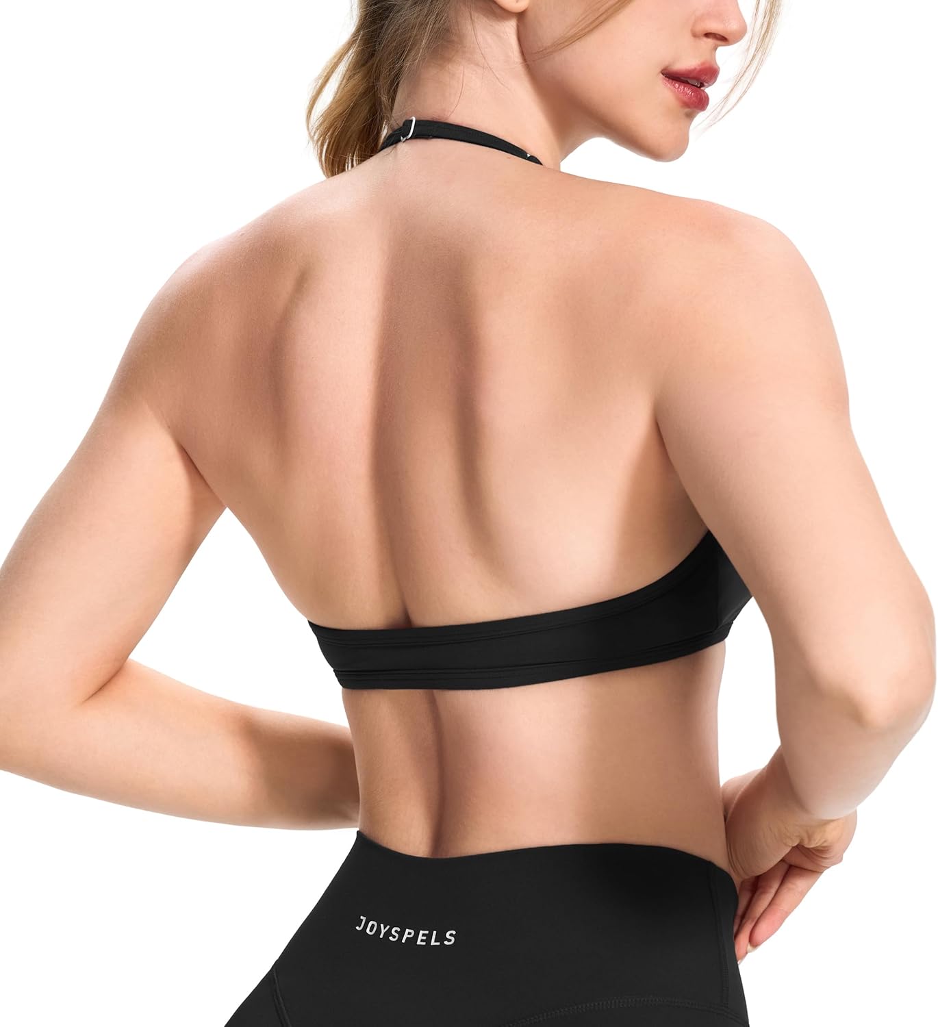 JOYSPELS Halter Sports Bras for Women Open Back Workout Bras Padded Yoga Bra Gym Tops