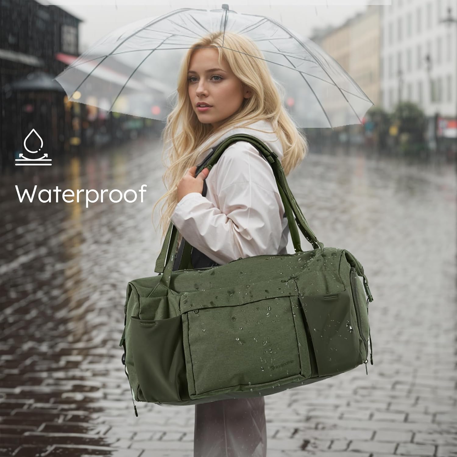 Gym Bag for Men with Shoes Compartment and Wet Pocket Convertible Duffle Bag and Gym Backpack Waterproof Sports Bags for Men with 2 Bottle Holders Weekender Overnight Bag-Dark Green - Image 5