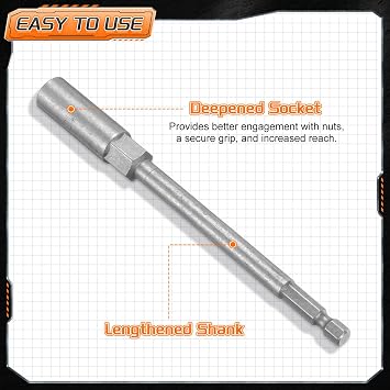 sourcing map 3pcs Nut Driver Drill Bit 10mm Metric Impact Socket 1/4