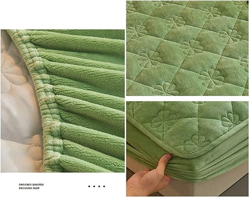 Miniatura 9 de Sábana bajera acolchada para cama, protector de colchón de terciopelo, tamaño King, Queen, matrimonial, individual con bolsillo profundo de hasta 12