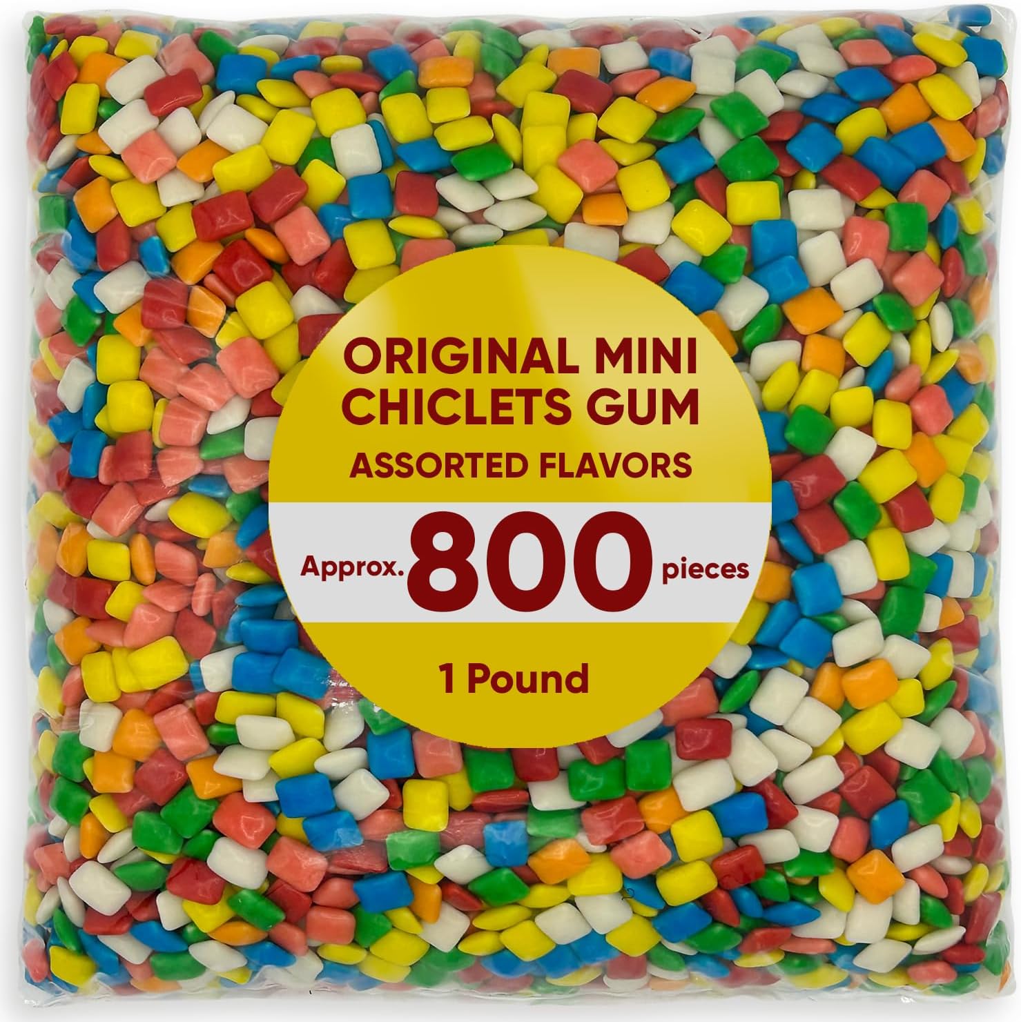 Original Mini Chiclets Gum for Bubble Machine, 1 Pound Candy Approx 800 Pieces, Assorted Flavors, Perfect for Gumball Machines - Mastic Gum Christmas Gum - Chiclets Chewing Gum - Chicle Gum for gumball machine candy refills